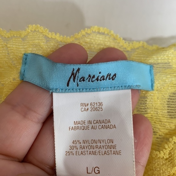 Marciano yellow lace nylon spaghetti strap tank top women’s large - Picture 3 of 4